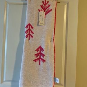 NWT Nicole Miller Pink & White Reversible Tree Cashmere Oversized Throw Blanket